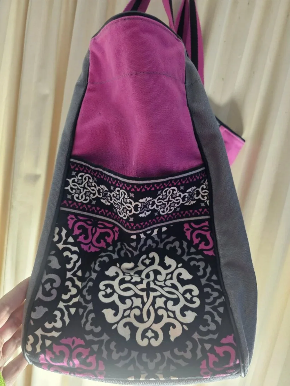 🩷🩶 Vera Bradley Large Beach Tote Bag – Canterbury Magenta Print 🩶🩷